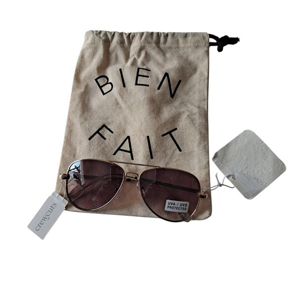 NWT J. Crew Factory Kids Mono Aviator Sunglasses Gold Tone Tinted Lens - Picture 3 of 14